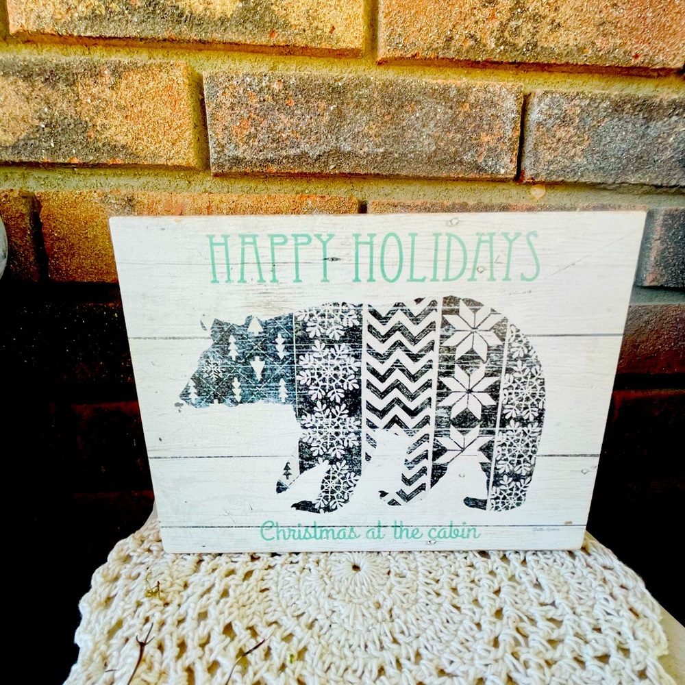 *Happy Holidays Nordic Bear Box Sign